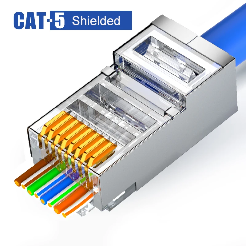

Gold Plated RJ45 Net Network Modular Plug Cat5 CAT6 Connector 8P8C Utp/ Stp Modular Rj45 Plug 10 Pcs/lot