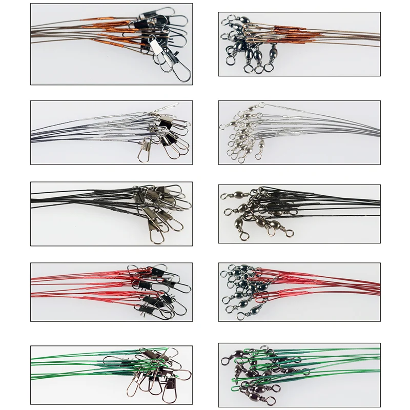 10 шт./лот поводок из стальной проволоки против укусов с поворотным рыболовным