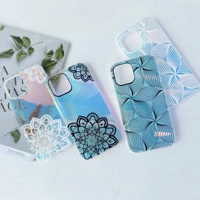 compatible with iphone 13 12 11pro max xr x 7 8 plus half mandala print for girl women transparent tpu bumper clear phone cover