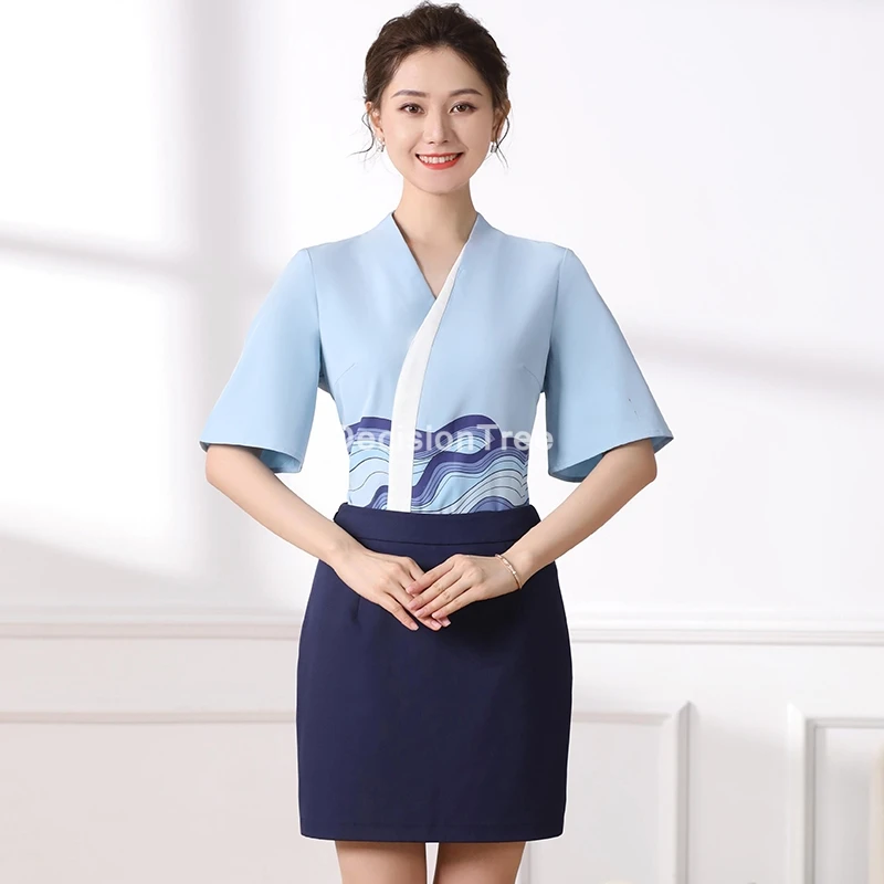 2023 спа салонов Женская рабочая одежда стойке Рабочая Униформа для сотрудниц