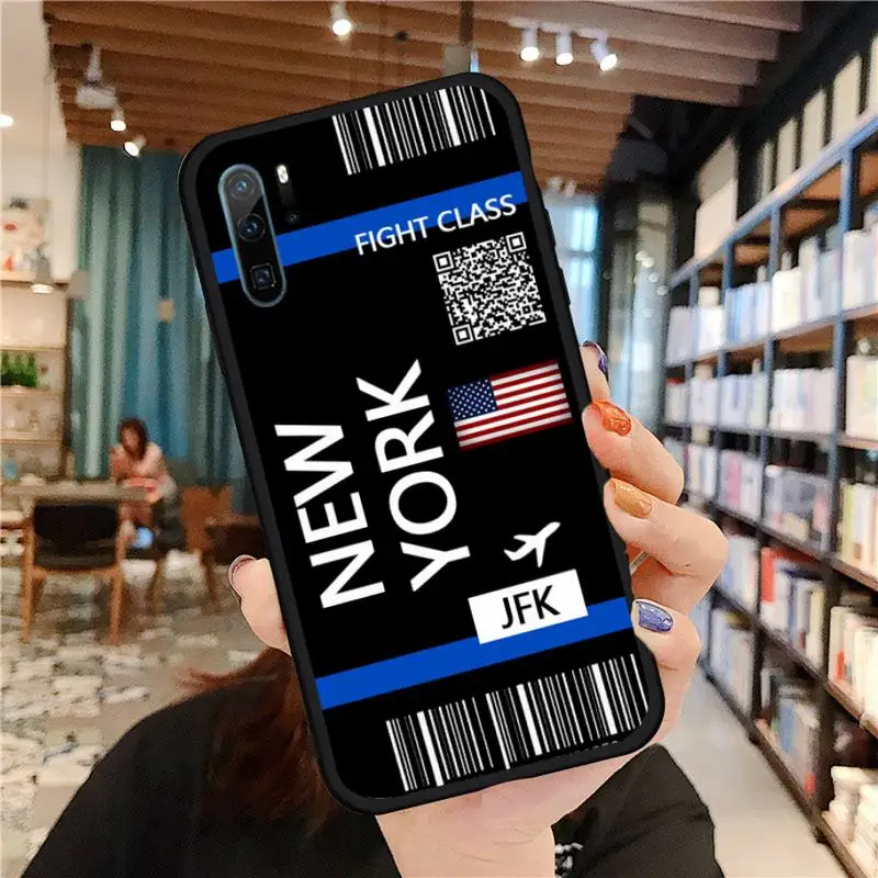 

Ticket label Retro Code flag travel Phone Case For Huawei honor Mate P 9 10 20 30 40 Pro 10i 7 8 a x Lite nova 5t
