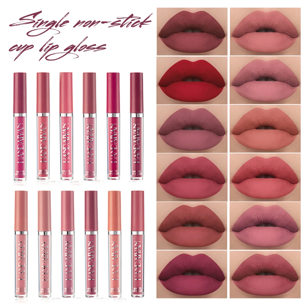 12 цветов матовый бархатный блеск для губ Жидкость цвета &quotнюд&quot водостойкая
