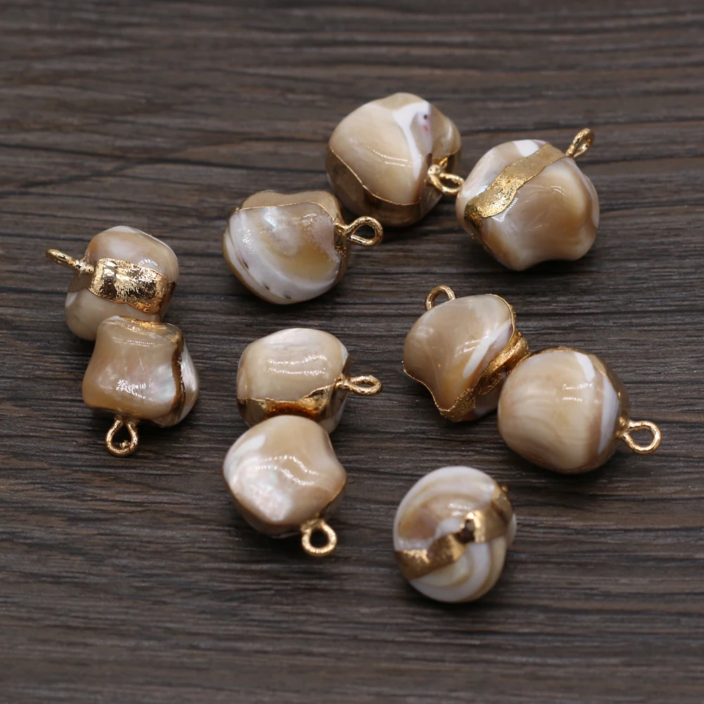 

5PCS Natural Mother Of Pearl Shell Charms Irregular Shape Gold Plated Edge Necklace Pendant For Jewelry Making DIY Necklace Gift