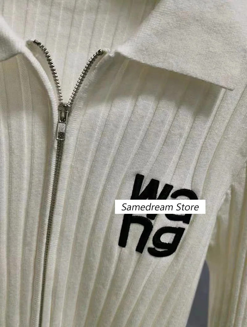 

Женский трикотажный кардиган на молнии, с отложным воротником и длинным рукавом