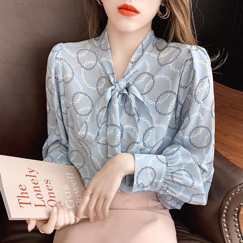 Top 2021 Autumn New Korean Style Long Sleeve Chiffon Shirt for Women