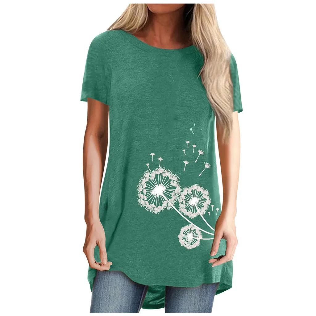 Футболка женская с коротким рукавом повседневный Свободный Топ круглым вырезом