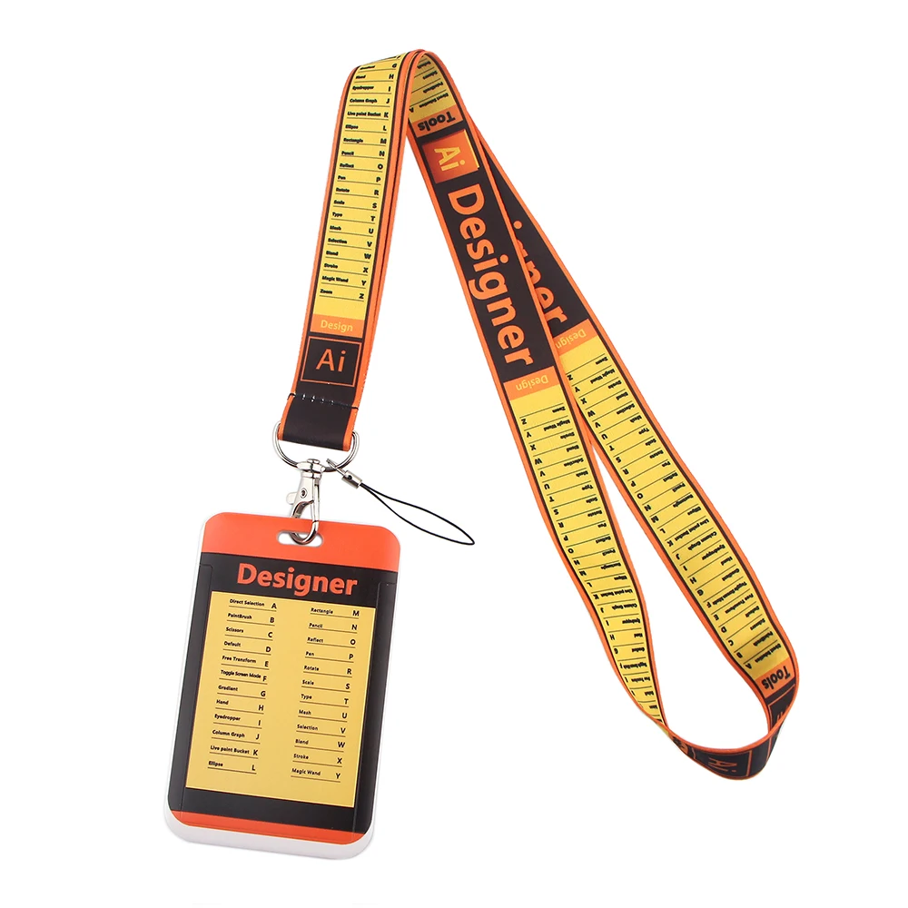 

K2866 Design Tools Creative Lanyard Card Holder Student Hanging Neck Phone Lanyard Badge Subway Access Card Holder Decorations
