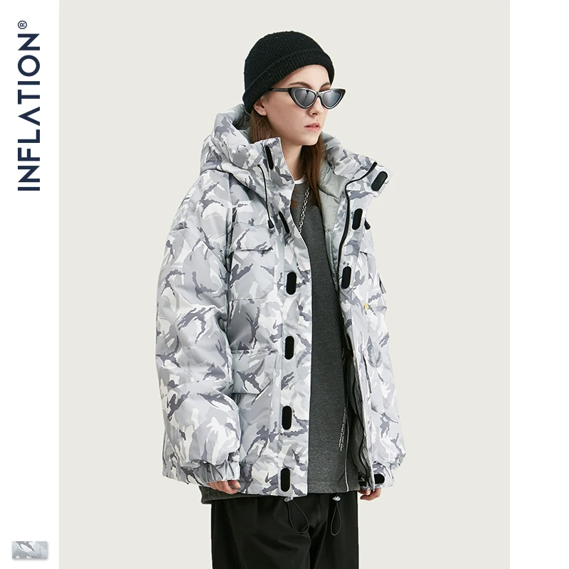 Инфляция камуфляж пуховик для мужчин 2019 FW уличная 70% утиный пух пальто хип хоп