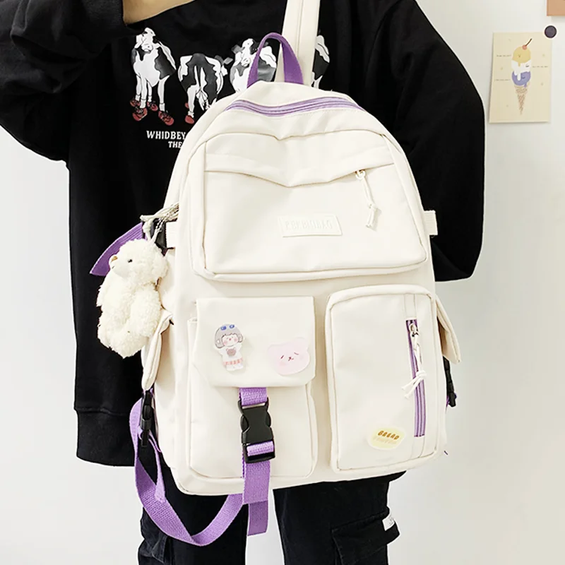 

EnoPella Fashion Ladies Cute Nylon Women Backpack Waterproof Female School BookBag Girl Kawaii For Teenager Students Mochila