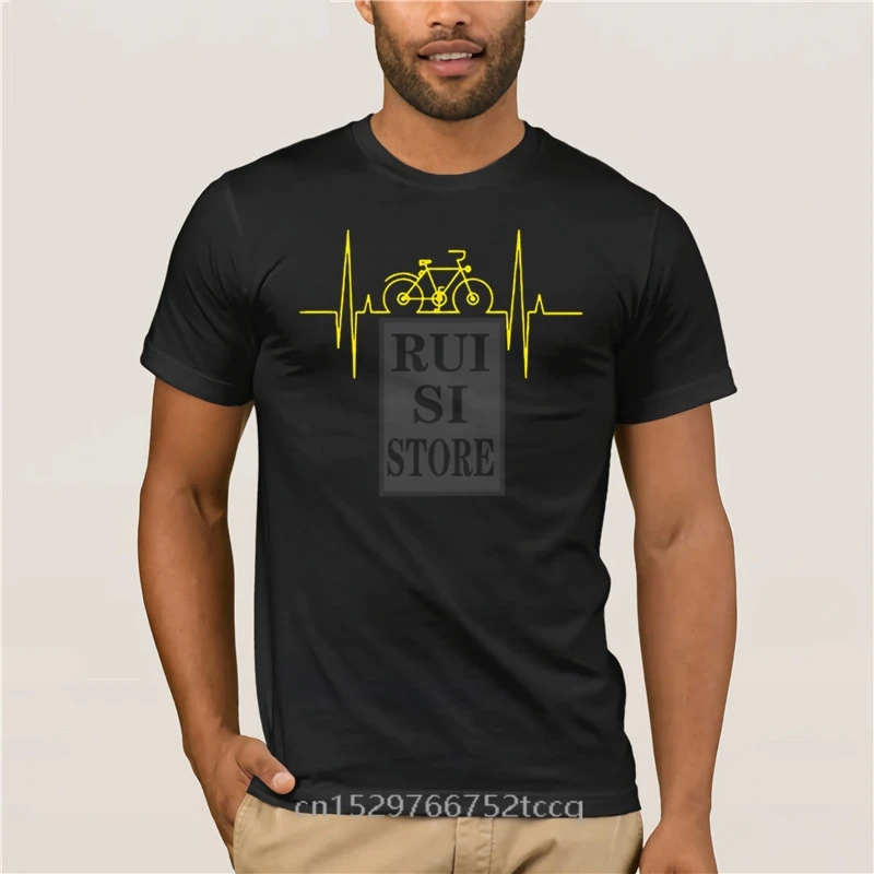 

For mans cycling heartbeat men round neck t shirt red front Sports man's T-shirt