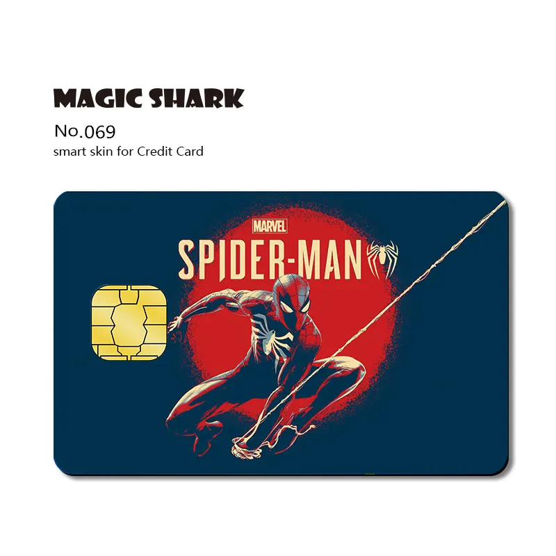 Чехол из ПВХ с наклейкой на кредитную карту Magic Shark Spongebob Marvel Spider Man Batman God of War Tiger Stary