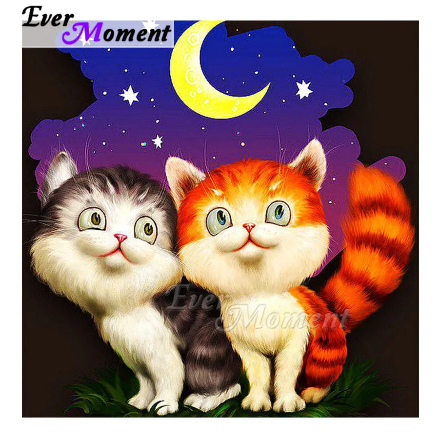 

Ever Moment Diamond Painting Cats Moon Star Picture Of Rhinestone 5D DIY Decoration For Home Diamond Embroidery Square ASF1947
