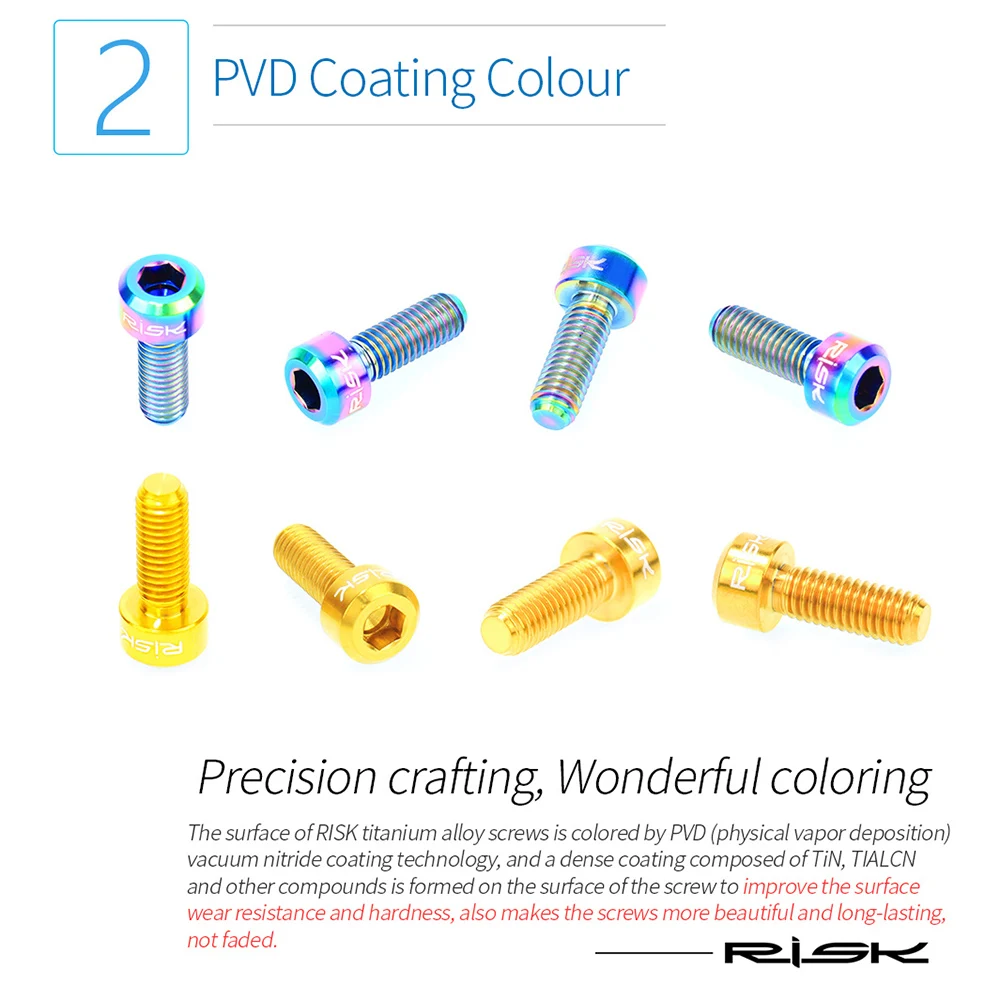 2 шт. титановые тормозные Рычажные болты m5 * 14 мм 4 цвета | Спорт и развлечения