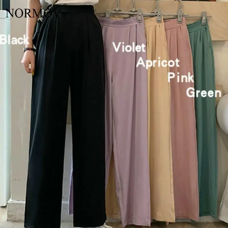 

NORMOV Wide Leg Pants Women Loose Casual Women's Length Trousers Soft Fashion Solid Color Joggers Long Pants