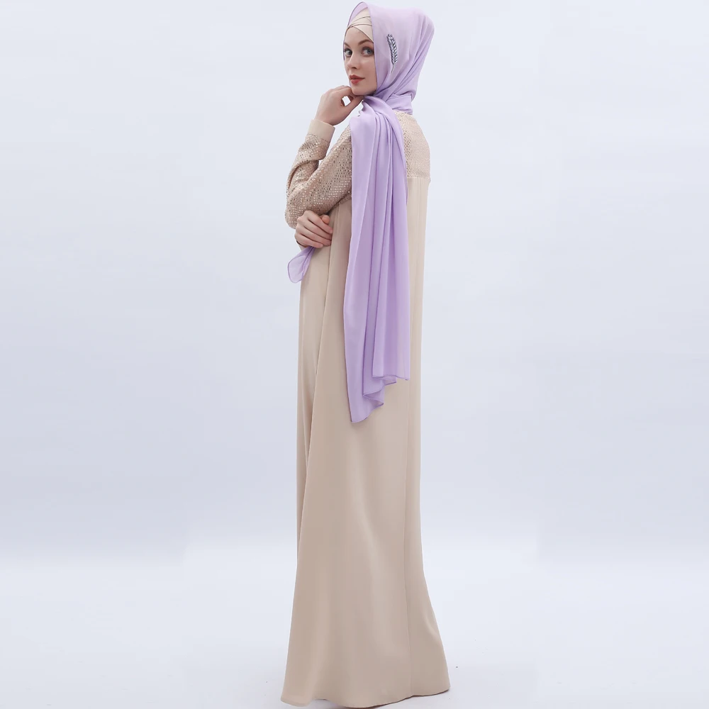 Шифоновое Прошитое платье летнее повседневное свободное мусульманское женское