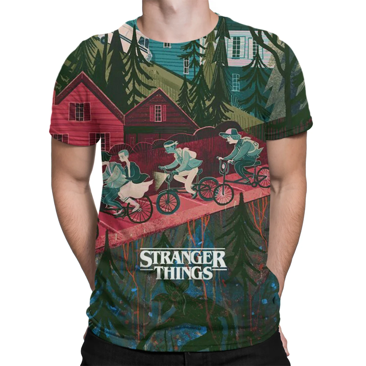 

Men's Casual Short Sleeve Strange Things 3D Printing Harajuku Cool Men T-shirts Oversized T-shirt Streetwear Male Tops O-neck