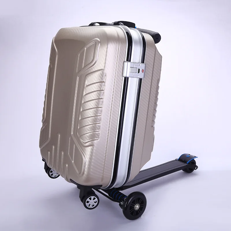 21 inch Multi-function Scooter luggage High-end Carry on luggage Suitcases and travel bags Large capacity Scooter Luggage set - Цвет: Золотой