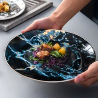 marbling ceramic dinner plate bone china dish nordic creative dishes and plates household pasta dessert tableware platos de cena