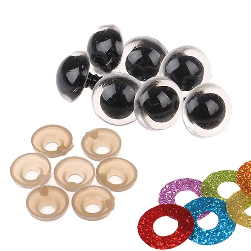 

18/20/24MM 3D Plush Toy Eyes Glitter Safety Eyes Nonwovens Washer Clear Doll Eyes 10PCS