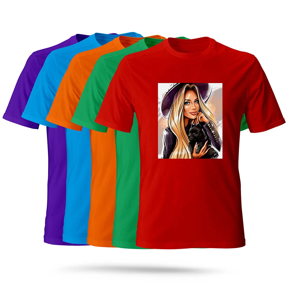 

Summer Multicolor Female T-shirt Sexy Beauty Printing Women's shirt футболка женская Loose Round neck Plus Size Tshirt