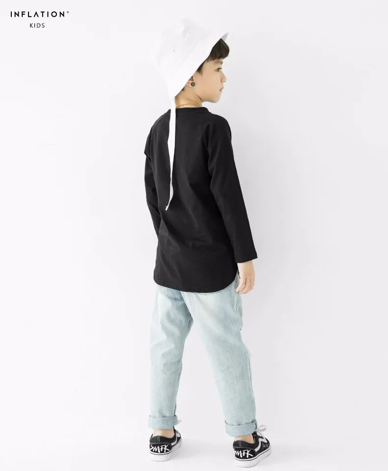 

2020 CustomLogoPrintedCustomizedTextPhoto Boy's Long Sleeve T-shirt Kid Black Top Cotton shirt