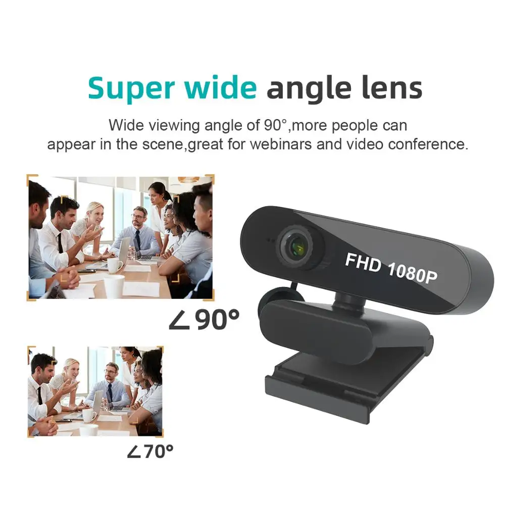 

Webcam 1080P HD Web Camera with Built-in Microphone 1920 x 1080p USB Plug&Play WebCam Widescreen Video in stock
