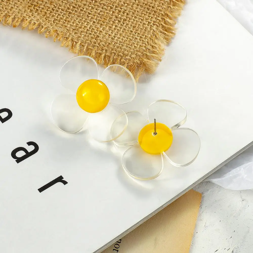 AMORCOME симпатичная детская одежда в Корейском стиле прозрачный цветок серьги для