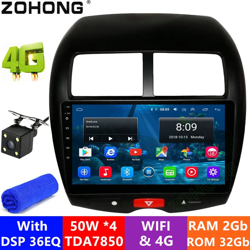 10,2 дюймов 2.5D 4G DSP 36EQ Android 9,0 Автомобильный мультимедийный dvd-плеер для Mitsubishi ASX Авторадио автомобильный gps навигатор стерео радио BT