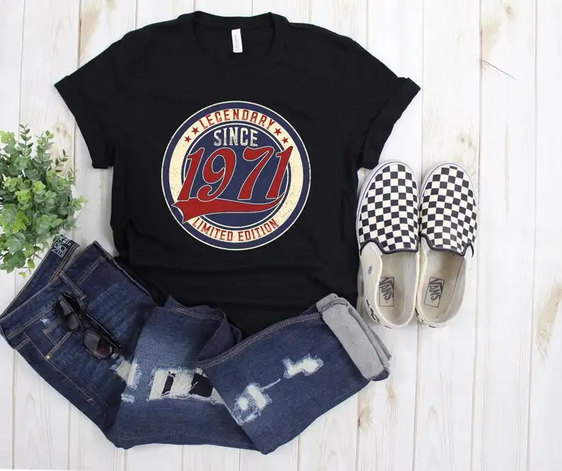 

1971 birthday | Thirt 1971 | 50th birthday shirt | Legend | Limited edition shirt | 50th birthday gift, men and women Cotton