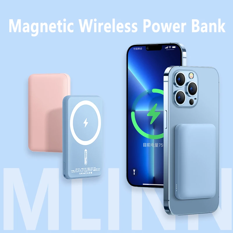 

2021 New 5000mAh Magnetic Wireless Power Bank Fast Charging For iPhone 12 13 Pro Max Portable Mobile Charger External Battery 50