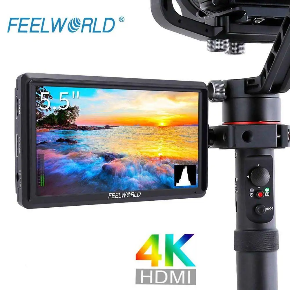 

Feelworld FW568 5.5 Inch Small Camera DSLR Monitor Full HD 1920x1080 Video Assist 4k HDMI DC Out