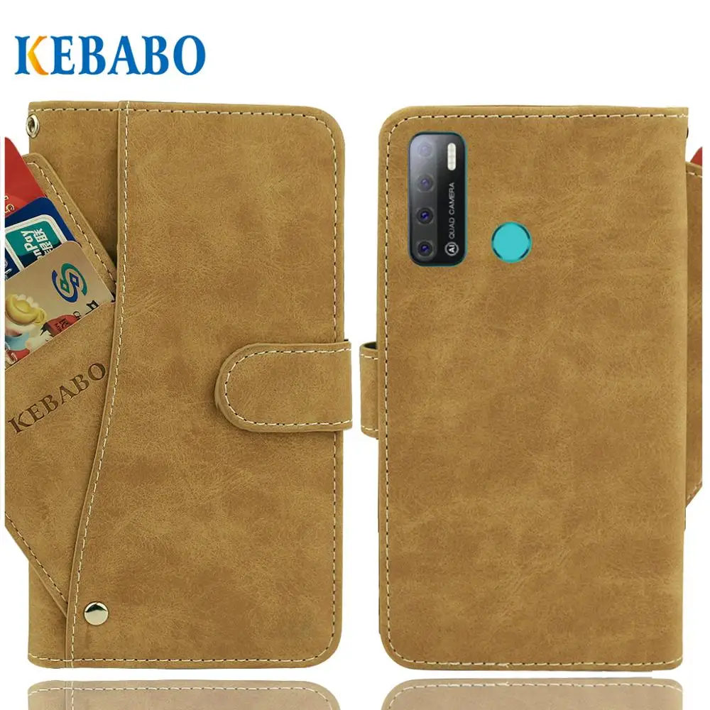 

Vintage Leather Wallet Tecno Pouvoir 4 Case 7" Flip Luxury Card Slots Tecno Pouvoir 4 Pro Cover Magnet Phone Cases Bags