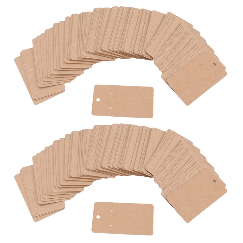 

200Pcs 5 x 9cm Kraft Paper Blank Jewelry Display Card Cardboard Earring Package Hang Tag Card Brown