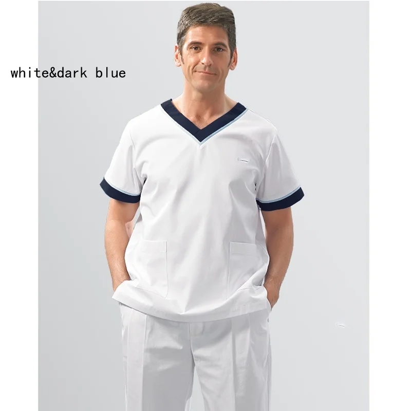 Мужская медицинская форма суперудобная белая рубашка с коротким рукавом и