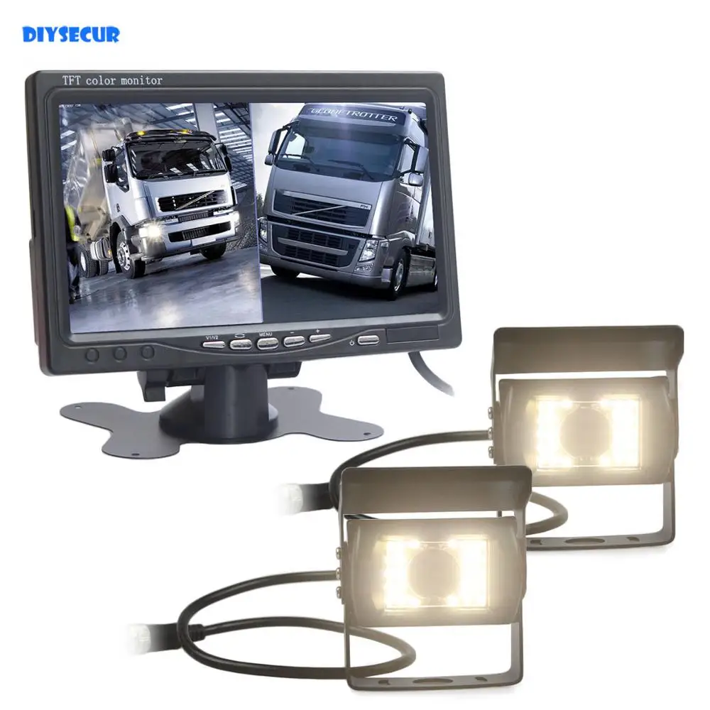 DIYSECUR DC12V 24V 7 дюймов 2 сплит ЖК экран Автомобильный монитор LED ночное видение CCD