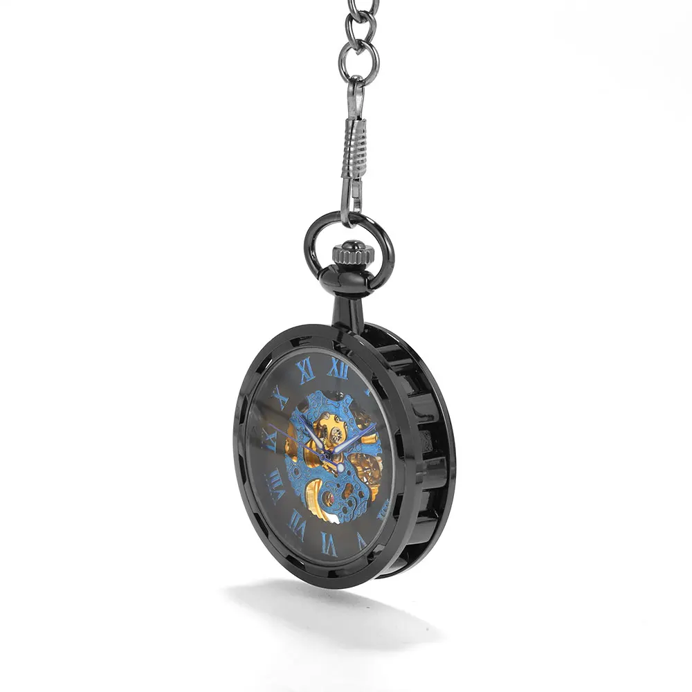 8936 ретро-колесо синий весы римские цифры большой карманные часы суда креативный