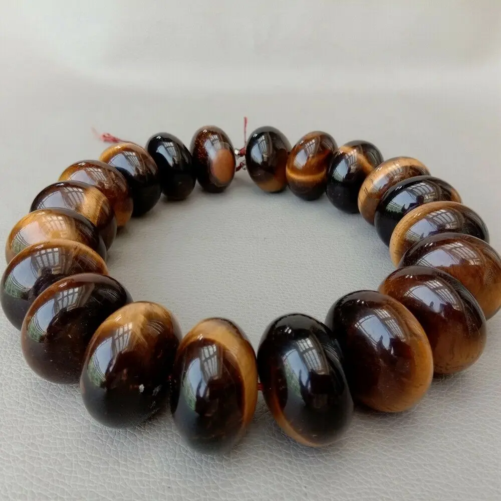 

Large Huge Chunky Tiger Eye 19x30mm Smooth Rondelle Gonden Brown Beads 15"Strand