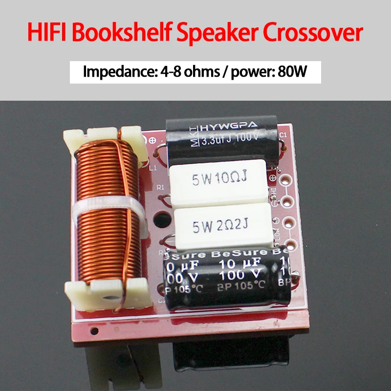 

KYYSLB 4-8 Ohm 80W Bookshelf Speaker Crossover Audio High and Low Frequency Two-way HIFI Fever Speaker Crossover