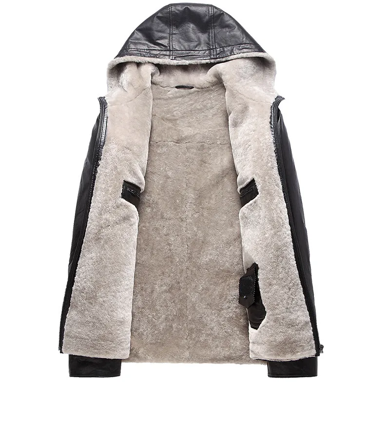 Мужская зимняя куртка из 100% натуральной козьей кожи с мехом|Мужские кожаные