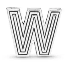W 925 пробы Серебряный Круглый Шарм круглый шарик A-Z зажим подходит Оригинальное отражение Шарм браслет ювелирные изделия аксессуары - Цвет: W