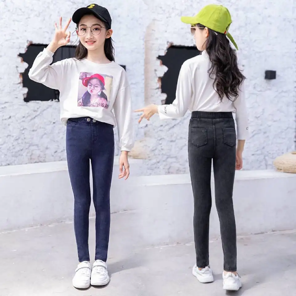 Модные облегающие брюки для маленьких девочек на весну и осень детские одежда