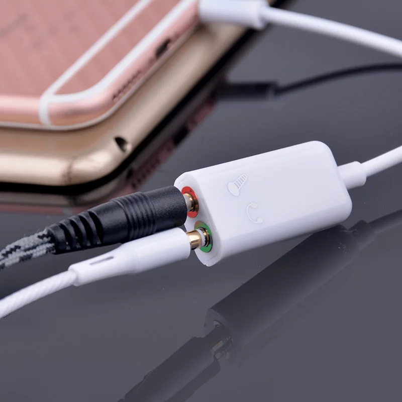 Aux Splitte 3.5mm Double Jack Headphone Splitter Microphone Audio Adapter 2 In 1 Hole for Moblie Phone | Электроника