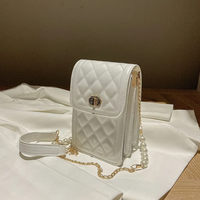 

Casual small bag summer 2021 new fashion rhombic chain messenger bag small square bag simple double-layer mobile phone bag