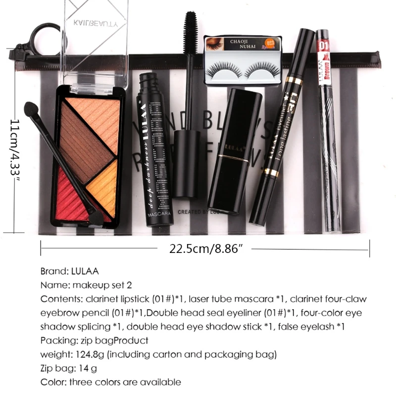 

Makeup Set Eyeshadow Palette Lipstick Eyebrow Pencil Lip Makeup Brush Powder C1FF