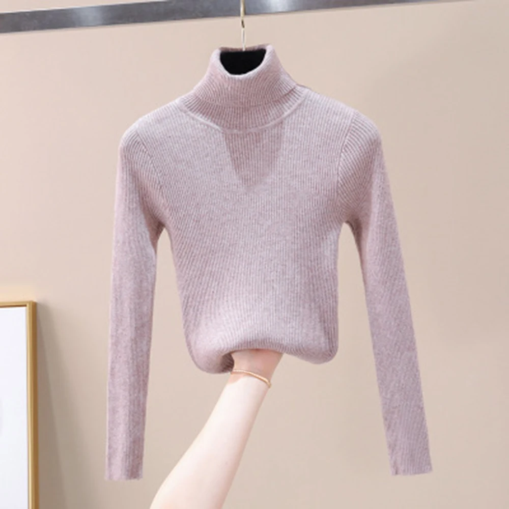 LASPERAL, женский свитер, тонкий, с высоким воротником, эластичные пуловеры, для женщин, на подкладке, вязанный джемпер, Повседневный, зимний, теплый свитер