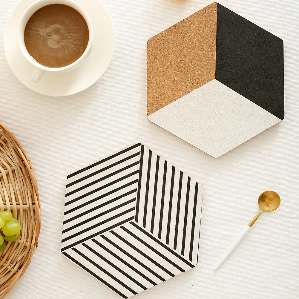 Шестигранная подставка пробковый изоляционный коврик под чашку горшок