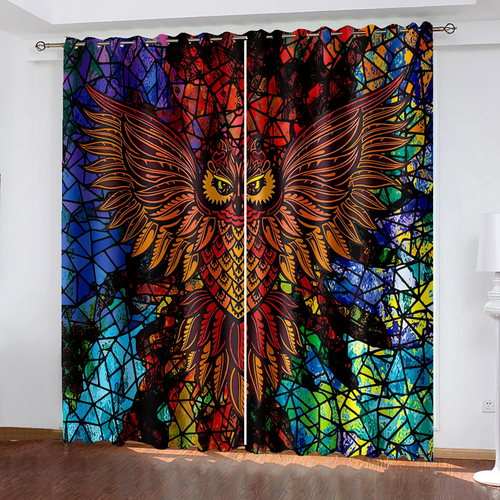 

3D Printed Blackout Curtains Boho Owl Pattern Window Curtains for Living Room Bedroom Drapes Decor カーテン Cortinas Para La Sala