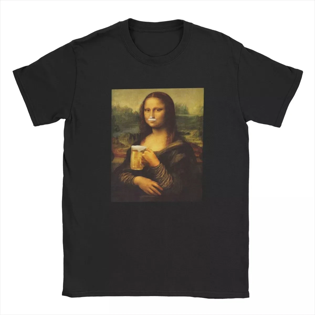 

Men's Mona Lisa Beer Chopp T Shirt Pure Cotton Tops Funny Short Sleeve Round Collar Tee Shirt Big Size T-Shirt