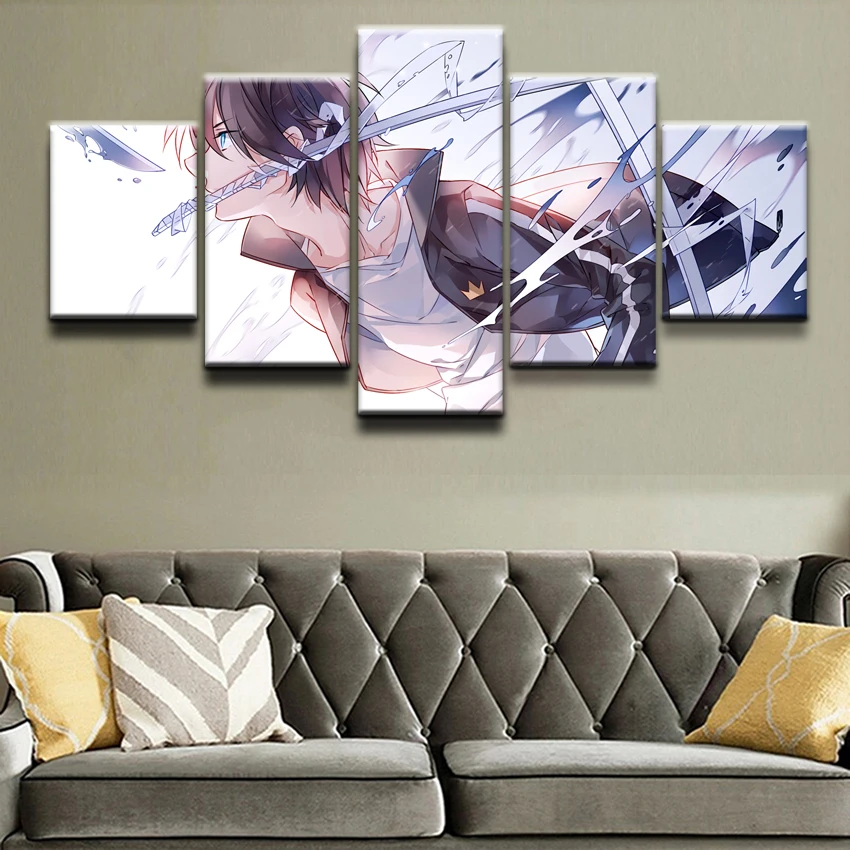

5 Piece Anime Noragami Sword Yato Poster Canvas Wall Art Home BedroomDecor Canvas Painting Artwork Decor Framework Modular