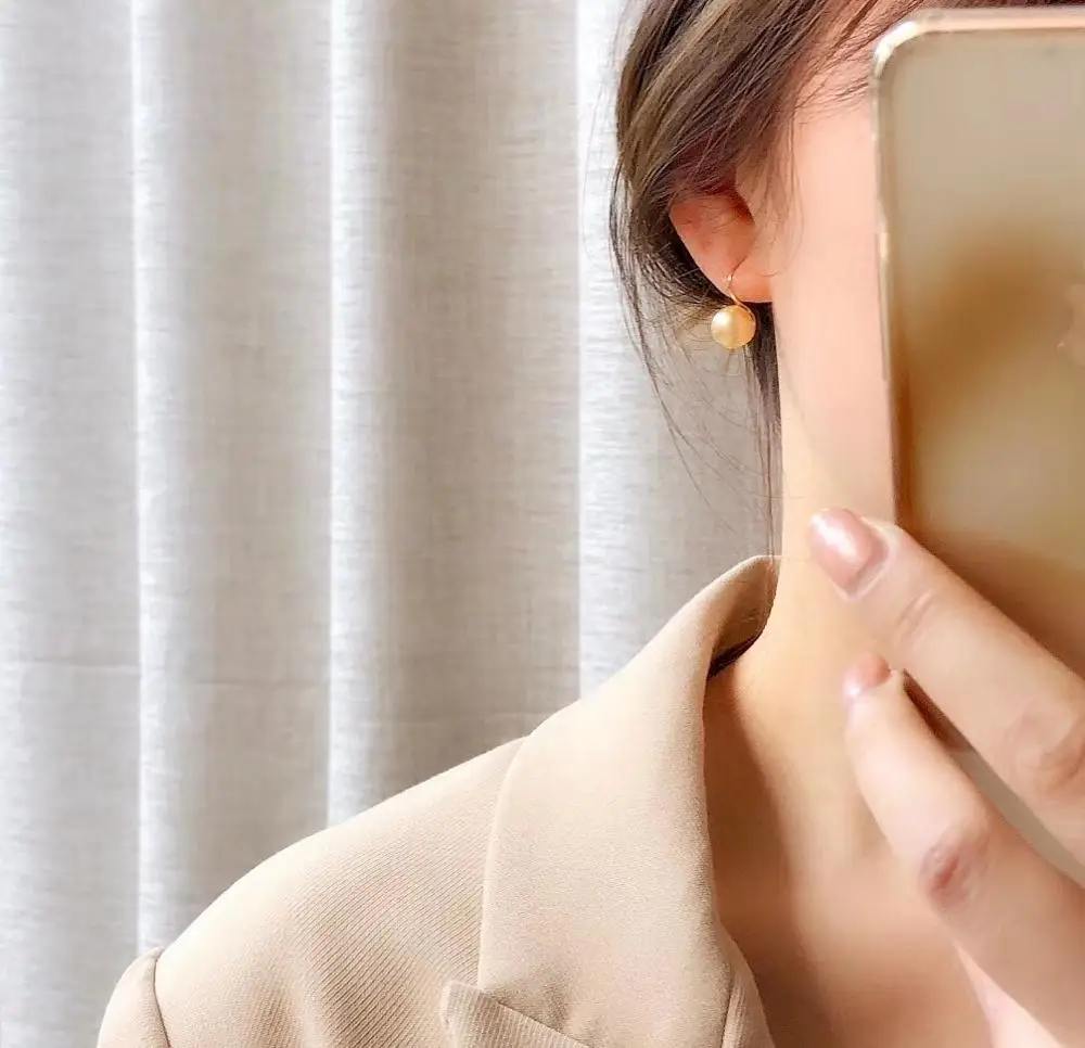 Серьги с жемчугом D413 тонкая бижутерия твердые серьги из 18 каратного золота